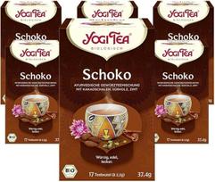 "Yogi Tea" arbata - šokoladinė, ajurvedinė ekologiška prieskoninė šokolado skonio arbata, kakavos, saldymedžio ir cinamono mišinys, "Yogi Tea" 6 pakuočių arbata, 6 x 17 maišelių (iš viso 102 arbatos maišeliai), idealiai tinka dovanoms