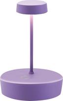 "Zafferano Swap Mini Kabellose LED-Tischlampe Aufladbar" - Dimmbare Touch Akku Lampe für Innen und Außen IP65 - Lichtfarbtemp. 2700K - Aluminiumkörper H14,8 (Flieder)