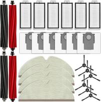 (26 Stück) Q5 Pro+ Ersatzteile Zubehör Set für Roborock Q5 Pro, Q5 Pro+, Q8 Max, Q8 Max+ Saugroboter, 2 Paar Rollenbürsten, 6 HEPA-Filter, 6 Seitenbürsten, 6 Staubbeutel, 4 Wischpads