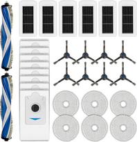 (30 vnt.) „X5 Omni“ atsarginės dalys, skirtos „Ecovacs Deebot X5 Omni“ / „X5 Pro Omni“ robotiniams dulkių siurbliams: 2 ritininės šepetėlės, 8 šoninės šepetėlės, 8 dulkių maišeliai, 6 HEPA filtrai, 6 šluostymo įklotai, priedų rinkinys