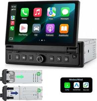 1 DIN automobilinis radijas su 6,8 colio išslystančiu jutikliniu ekranu, „Linux“ sistema, belaidis „CarPlay“ ir „Android Auto“, „Bluetooth“, FM, USB, AUX, „MirrorLink“