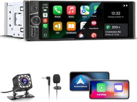 1 DIN automobilių radijas su „Wireless CarPlay“ ir „Android Auto“, 6,28 colių jutikliniu ekranu, „Single DIN“ radijas su „Bluetooth“ laisvų rankų įranga, GPS navigacija, „Mirror Link“, FM, USB, „Type-C“, ekvalaizeriu ir atbulinės eigos kamera