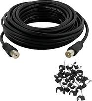 1 m ilgio televizijos antenos kabelis, koaksialinis kabelis, 1 m, HDTV, DVB-T, DVB-T2, radijas, DAB, su spaustukais, „vyriškas“ į „moterišką“, plonas 3C2V RF koaksialinis kabelis, nikeliuotas, juodos spalvos, 1 m
