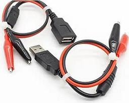 1 pora USB krokodilo laido vyriškos / moteriškos lyties į USB testerį Detektorius nuolatinės srovės įtampos matuoklis ampermetras galios matuoklis