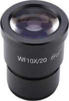 1 vnt. mikroskopo okuliaras WF10X/20 „Super Widefield“ 10X stereomikroskopo okuliaras, skirtas triokuliariam binokuliariniam stereomikroskopui, tvirtinimo skersmuo 30 mm