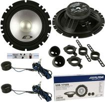1 „Alpine SXE-1750S“ dviejų krypčių garsiakalbių rinkinys, 6,5 colio (16,5 cm, 165 mm), pilkos spalvos, 45 W RMS, 280 W maks., su žemų dažnių garsiakalbiu ir aukštų dažnių garsiakalbiu, skirtas automobiliui, poros rinkinys su dovanų priedais ir individual