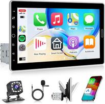 1-DIN automobilių radijas su belaidžiu „CarPlay“ ir „Android Auto“ palaikymu, 10,1 colio IPS jutiklinis ekranas, pasukamas grotuvas su „Bluetooth“, AM/FM/RDS radiju, vairo valdymu, ekvalaizeriu, „MirrorLink“, USB