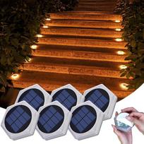 10 cm, 20 LED grindų šviestuvas, lauko saulės energija maitinamas laiptų apšvietimas, klijuojamas ant grindų | Šilta balta šviesa, 2700 K, IP68, atsparus oro sąlygoms, ant grindų klijuojami šviestuvai, skirti sodo takams, privažiavimo keliui, laiptams, pė