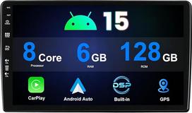 10 colių 2 DIN "Android 15" automobilinis radijas atbulinės eigos kamera ir mikrofonas Palaiko vairo valdymą / "Carplay" / "Android Car" / DSP / RDS / WiFi / DAB/BT/GPS (6G + 128G)