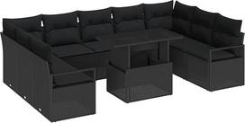 10 dalių sodo sofos komplektas su kilimais schwarzes Poly-Rattan Gartenlounge Modelis3357626