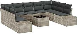 10 dalių sodo-dėžės komplektas su sėdynėmis iš grauem Poly-Rattan Gartenlounge Modelis3347232