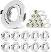 10 LED įleidžiamųjų prožektorių rinkinys, GU10, 76-90 mm, metalinis, matinės baltos spalvos, įleidžiamieji prožektoriai su lizdu GU10, 230 V LED montavimo rėmas, pasukamas, apvalus įleidžiamųjų šviestuvų rėmelis, virtuvės, svetainės, parodų salių rėmelis