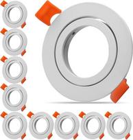 10 LED montavimo rėmelis, apvalus, baltas, IP20, lubinis prožektoriaus rėmelis su MR16 lizdu, reguliuojamas lubų išpjovos skersmuo 65 mm, tinka 50 mm MR16, GU10, GU5.3 LED prožektorių lempoms, įleidžiamasis prožektorius