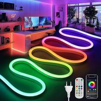 10 m neoninių LED juostų, RGBIC neoninių LED juostų, 230 V žarnos programėlė ir nuotolinio valdymo pultas, muzikos sinchronizavimas, vidaus lauko juostos, atsparios vandeniui IP65, lanksčios, skirtos namams, miegamiesiems (su maitinimo šaltiniu)