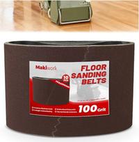10 šlifavimo juostų 750 x 200 mm, K100 aliuminio oksido, skirtų parketo šlifavimo mašinoms, pakuotė - suderinama su "Bona Scorpion" ir "Lagler Hummel", profesionalus kietmedžio ir parketo šlifavimo abrazyvas