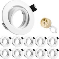 10 vnt. GU10 įleidžiamų prožektorių rinkinys, pasukamas įleidžiamasis rėmelis 68 mm, baltas