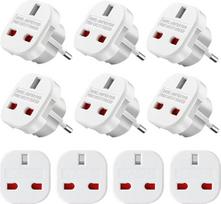 10 x universalus kelioninis adapteris iš JK į ES G tipo 220-240V baltos spalvos