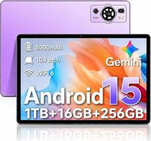 10,1 colio planšetinis kompiuteris su „Android 15“ operacine sistema, klaviatūra ir pele, 16GB RAM, 256GB ROM, 4G LTE, „Wi-Fi 6“, aštuonių branduolių procesorius, 8000 mAh baterija, IPS HD ekranas, USB-C