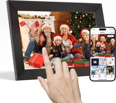 10,1 colio „Wi-Fi“ skaitmeninis nuotraukų rėmelis su 16GB atminties, HD 1280 x 800 IPS jutikliniu ekranu, juodas skaitmeninis nuotraukų rėmelis, HD IPS jutiklinis ekranas, automatinis vaizdo pasukimas, greitas nuotraukų ir vaizdo įrašų dalijimasis per „U