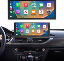 10,25 colių automobilinis radijas su jutikliniu ekranu, palaikantis „CarPlay“ ir „Android Auto“ belaidžio ryšio funkcijas, skirtas 2011–2018 m. gamybos „Audi A6“ ir „A7“ modeliams su 3G MMI/RMC sistema; palaiko „MirrorLink“, kamerą, navigaciją, „Siri“ ir