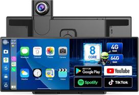 10,25 colių „Android 14“ vaizdo registratorius, 8 branduolių procesorius, 4+64 G, su „Apple CarPlay“ ir „Android Car Display“, dvi 1080p kameros, atnaujinimai per OTA, „Google Play“, GPS navigacija, ekrano padalijimas, 5G „Wi-Fi“, „Bluetooth“, AUX, FM