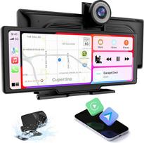 10,26 colio "Carplay" ir "Android" automobilio ekranas su belaidžiu "CarPlay" ir "Android" automobiliu, 4K priekine kamera, 1080P galinio vaizdo kamera, "Bluetooth", "Mirror Link", FM siųstuvu, AUX kabeliu