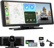 10,26 colių "Apple Carplay" ekranas ir "Android" automobilio ekranas su 4K prietaisų skydelio vaizdo kamera/apvertimo kamera 1080P HD/Bluetooth/FM/AUX/64G TF/Mirror Link/Valdymas balsu/Siri/G00gle Assistant/GPS navigacija automobiliui