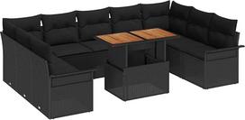 10-ties vietų sodo sofos komplektas su kilimais Schwarz Poly Rattan Gartenlounge Modelis3358116