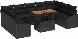 10-ties vietų sodo sofos komplektas su kilimais Schwarz Poly Rattan Gartenlounge Modelis3358620