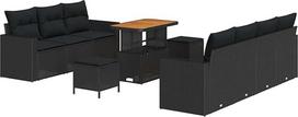10-ties vietų sodo sofos komplektas su kilimais Schwarz Poly-Rattan Akazie Gartenlounge Modelis3363529