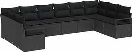 10-ties vietų sodo-dėžutės rinkinys su kilimėliais Schwarz Poly-Rattan, 2 stiklų sodo-dėžutės su kilimėliais Schwarz Poly-Rattan Gartenlounge Modelis3346563