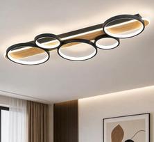 100 cm lubų šviestuvas, juodas 5 žiedų LED lubų šviestuvas, 4000 K neutralios spalvos šviesa