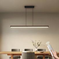 100 cm reguliuojamas pakabinamas šviestuvas, LED pakabinamas šviestuvas, valgomojo stalas, reguliuojamas, 3000 K/4000 K/6000 K, 36 W, pakabinamas šviestuvas su nuotolinio valdymo pulteliu, skirtas moderniam valgomajam, virtuvei, biurui, juodas