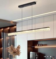 100 cm modernus LED pakabinamas šviestuvas Valgomasis stalas Užtemdomas pakabinamas šviestuvas Valgomasis stalas Juodas linijinio dizaino pakabinamas šviestuvas su nuotolinio valdymo pulteliu Valgomojo kambario šviestuvas Kabantis reguliuojamo aukščio val