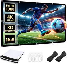 100 colių 4K projektoriaus ekranas su raukšlių apsauga, nešiojamas projektoriaus ekranas, 16:9 HD sulankstomas projekcijos ekranas, dvipusis projektoriaus ekranas, skirtas namų kinui, stovyklavimui lauke ir biurui