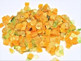 100 g apelsinų ir citrinų kubelių mišinio (vaisių duonai, Panettone)