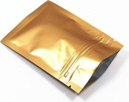 100 matinės aliuminio folijos pakuočių maišelių pakuotė "Zip Self Seal Flat Bag" maisto produktų laikymo maišelių, saugančių nuo kvapo, "Mylar Bags" pakuotė (matinis auksas, 18 x 26 cm)