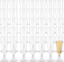 100 vnt. plastikinių šampano taurių, 5 oz talpos, skaidrios „Prosecco“ taurės, daugkartinio naudojimo vyno, kokteilių ir šampano taurės, skirtos vestuvių metinėms, gimtadienio šventei