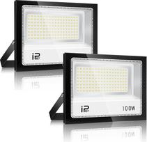 100 W LED prožektorius lauke, itin ryškus 10000 LM LED žibintas, 2 vnt., 7000 K vėsios baltos spalvos prožektorius, IP67 vandeniui atsparus lauko prožektorius, skirtas kiemui, kiemui, privažiavimui, garažui, prieangiui, sodui