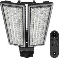 100 W LED prožektorius lauke, veikiantis nuo sutemų iki aušros, 2 vnt. rinkinys, 28 000 LM prožektorius su nuotolinio valdymo pultu ir sutemų jutikliais, 6500 K šaltos baltos spalvos gatvės šviestuvas, IP67 atsparus vandeniui LED prožektorius sodui, kiemu