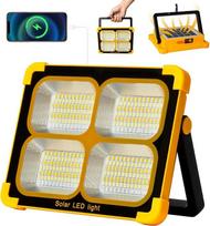 100 W LED statybinis prožektorius su baterija, 10 000 lm, 12 000 mAh, saulės energija maitinamas darbo žibintas | Nešiojamas, įkraunamas per USB, 4 apšvietimo režimai, nešiojama lauko lempa, skirta avarinėms situacijoms, statybvietėms, kempingams, garažam