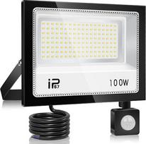 100 W LED prožektorius su judesio jutikliu, skirtas naudoti lauke, itin ryškus 10 000 LM LED prožektorius, 7 000 K šaltos baltos spalvos prožektorius, IP67 atsparus vandeniui lauko prožektorius, skirtas kiemui, garažui, prieškambariui, sodui