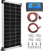 100 W, 12 V monokristalinė sistema, skirta kemperiams, karavanams ir laivams + 20 A, 12 V/24 V saulės energijos įkrovimo reguliatorius