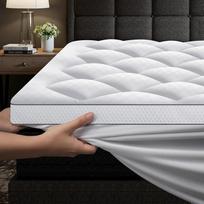 1000 g/m² itin minkštas čiužinio užklotas su „Memory Foam“ dalelėmis, 140 x 200 cm | Su 4 neslystančiomis kampinėmis juostelėmis, aukščiausios kokybės čiužinio užklotas, hipoalerginis, skalbiamas skalbimo mašinoje mikropluošto užklotas
