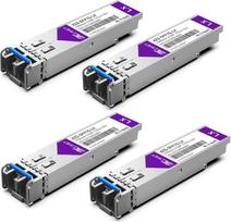 1000BASE-LX SFP siųstuvas-imtuvas, 1,25G SFP į LC vienmodio optinio pluošto modulis, suderinamas su „Cisco GLC-LH-SMD“, „Ubiquiti UniFi UF-SM-1G“, „Mikrotik“, „Meraki“, „Netgear AGM732F“, „D-Link“ ir kt., 4 vnt. pakuotėje