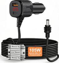 105 W „Boost Starlink Mini“ automobilinis adapteris „3 į 1“: pašalina persikrovimo ir maitinimo šaltinio gedimus, skirtas „Starlink Mini“ kabeliui + cigarečių degiklio adapteris 12 V–24 V su nuolatinės srovės maitinimo kabeliu, skirtas automobiliams, kemp