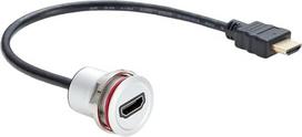 1080P apvalus HDMI prailginimo kabelis 1.4, 4K@60Hz, HDMI „vyriškas“ į „moterišką“ jungtį, įmontuojamas į prietaisų skydelį, HD kabelis su sriegiu, skirtas UHD TV grotuvui automobilyje ar motocikle (0,3 m)