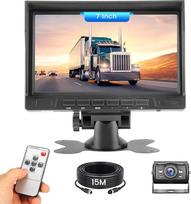 1080P HD galinio vaizdo kamera su 7 colių IPS monitoriumi, parkavimo pagalbos komplektas, 1024×600, IP69 AHD galinio vaizdo kamera su naktinio matymo funkcija, skirta visureigiams, sunkvežimiams, furgonams ir poilsio automobiliams, su saulės skydeliu ir 1