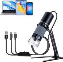 1080P rankinis skaitmeninis mikroskopas, nešiojamas USB mikroskopas su 50–1000 kartų didinimu ir reguliuojamu stovu, suderinamas su „iPhone“, „Android“, „Mac“ ir „Windows“ kompiuteriais