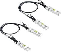 10Gtek 10G SFP+ DAC kabelis - 10GBASE-CU pasyvus tiesioginio prijungimo varinis Twinax SFP kabelis, skirtas "Cisco" SFP-H10GB-CU0.42M, "Meraki" MA-CBL-TA-0.42M, "Fortinet", "Ubiquiti UniFi", "D-Link", 0,42 m, 2 vnt.